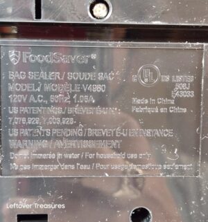 y177- FoodSaver Bag Sealer Model V4980 - Image 3
