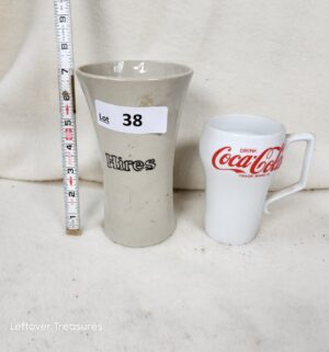 b38- Hires Root beer mug, coca cola mug