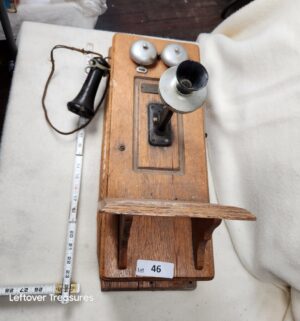 b46- Western Supply Company (Wesco) Antique Wall Mount Wood Box Hand Crank Phone Pre-1903! - Image 1