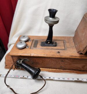 b46- Western Supply Company (Wesco) Antique Wall Mount Wood Box Hand Crank Phone Pre-1903! - Image 2