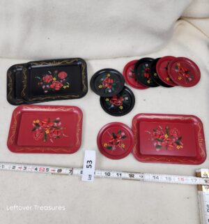 b53- vintage metal toleware snack trays