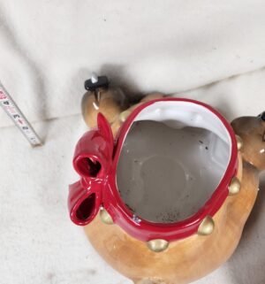 b99- Harry & David ice skating reindeer Christmas cookie jar - Image 3