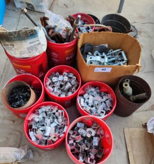 y40- coffee tins full of hardware - Image 1