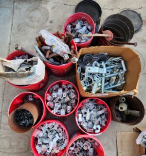 y40- coffee tins full of hardware - Image 2
