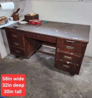 y52- Mid Century Wooden Tank Desk - Image 1