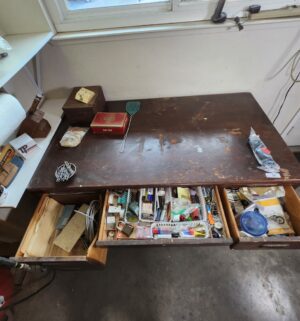 y52- Mid Century Wooden Tank Desk - Image 2