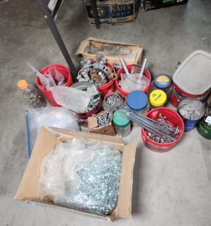 y78- tins of bolts, screws, nails - Image 1