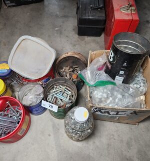 y78- tins of bolts, screws, nails - Image 2