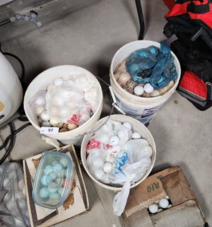 y97- 3 buckets of golf balls, boxes, bag included - Image 2