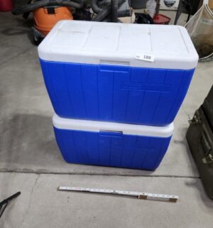 y188- 2 coleman coolers. 1 is splitting - Image 1