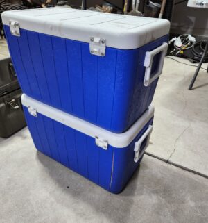 y188- 2 coleman coolers. 1 is splitting - Image 2