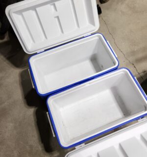 y188- 2 coleman coolers. 1 is splitting - Image 3