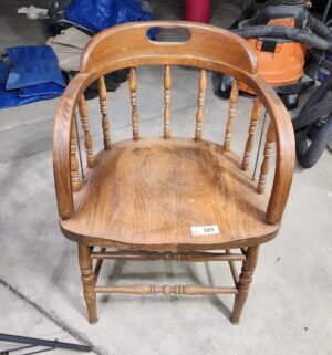 y189- antique oak captains chair - Image 1