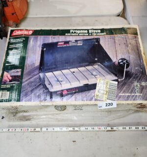 y220- coleman two burner camp stove w/ box - Image 1