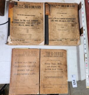 y253- 1940/50s War Department, Dept of the Army Technical Manuals, Supply Catalogs 4x4 truck, Willys overland, Ford model GPW - Image 1