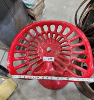 y275- Deering red metal tractor seat stool with a industrial farmhouse aesthetic - Image 2