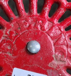 y275- Deering red metal tractor seat stool with a industrial farmhouse aesthetic - Image 3