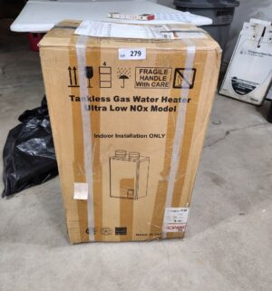 y279- Tankless Gas Water Heater. Ultra Low Nox Model. w/ purchase invoice. Never used.
