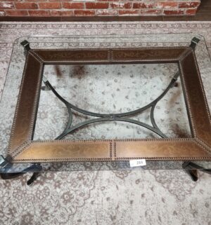 y284- Glass top iron leg coffee table from pottery barn - Image 3