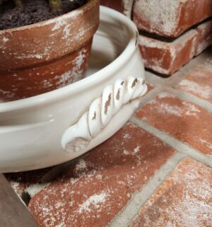 y286- large ceramic bowl w/ fake plant - Image 2