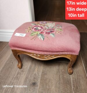 y290- vintage footstool featuring a floral needlepoint - Image 1