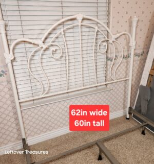 y311- Queen Victorian-style white cast iron bed frame featuring ornate scrollwork - Image 2
