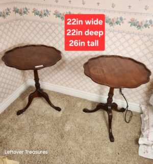 y314- vintage mahogany piecrust side tables Chippendale Style - Image 1