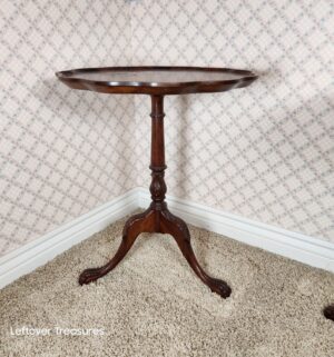 y314- vintage mahogany piecrust side tables Chippendale Style - Image 2