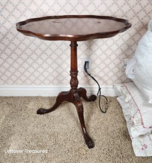 y314- vintage mahogany piecrust side tables Chippendale Style - Image 3