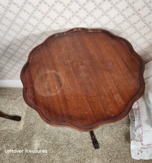 y314- vintage mahogany piecrust side tables Chippendale Style - Image 4