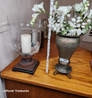 y328- Glass handle holder. Metal vase - Image 1