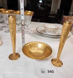 y340- looks like a RansGil crystal bud vases featuring a 22k gold overlay - Image 1
