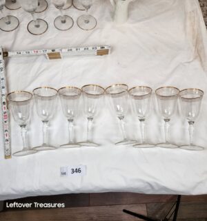 y346- Mid Century gold bandes wine goblets - Image 1