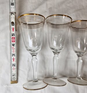 y346- Mid Century gold bandes wine goblets - Image 2