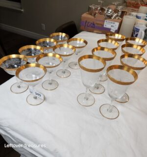 y349- Appears to be Tiffin-Franciscan Melrose Gold stemware - Image 1