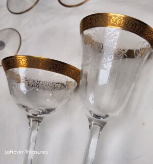 y349- Appears to be Tiffin-Franciscan Melrose Gold stemware - Image 3
