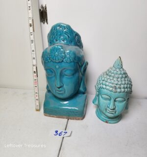 y367- turquoise ceramic Buddha head figurines - Image 1