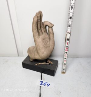 y369- cast concrete Buddha hand sculpture features the Vitarka Mudra gesture - Image 1