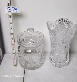 y379- Cut Crystal Vase, Covered Jar - Image 1