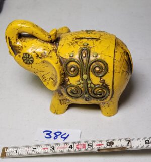 y384- Fitz & Floyd paper mache elephant coin bank - Image 1