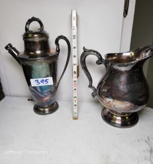 y395- Silver plate water pitcher, coffee pot - Image 1
