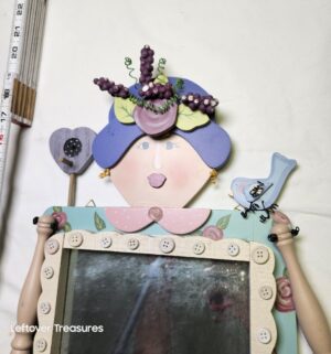 y407- whimsical Carol Kaminski Studio art pottery wall mirror - Image 2