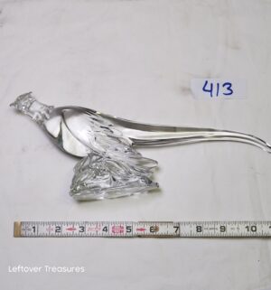 y413- clear glass figurine is a Heisey Ring Necked Pheasant - Image 1