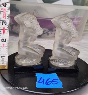 y465- Lalique France Floreal figurines, which are frosted crystal sculptures of a kneeling nude lady. 1 is chipped - Image 1