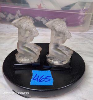 y465- Lalique France Floreal figurines, which are frosted crystal sculptures of a kneeling nude lady. 1 is chipped - Image 2