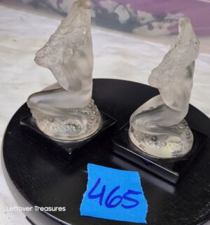 y465- Lalique France Floreal figurines, which are frosted crystal sculptures of a kneeling nude lady. 1 is chipped - Image 4