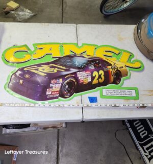 y467- vintage 1994 Smokin Joes Racing metal sign featuring Jimmy Spencers 23 Ford NASCAR