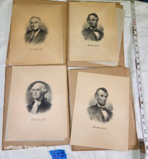 y472- Vintage portrait lithographs of U.S. Presidents Abraham Lincoln and George Washington. Golden Gate International Exposition Commission
