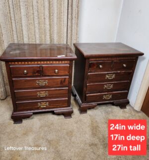 a16- Pair of Ethan Allen Dark Pine Night Stands. Very good shape