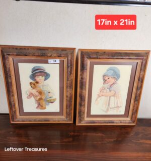 a18- two framed Jan Hagara crewel embroidery pictures
